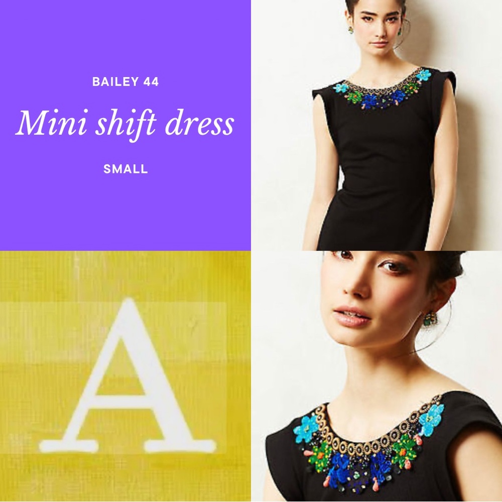 Anthropologie Kette Ponte Shift Dress By Bailey 44, Size S, Black Dress